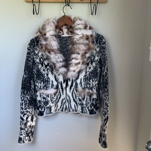 Roberto Cavalli Mohair Fur Collar Sweater